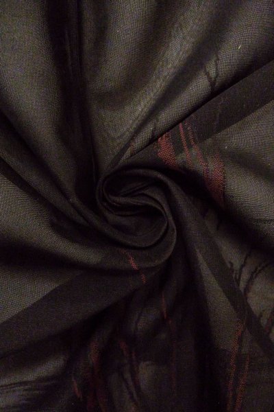 Photo11: O0910A Vintage Japanese kimono   Black HAORI short jacket for women / Silk. Tall grass   (Grade B) (11)