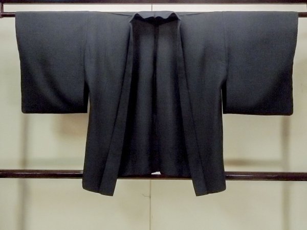 Photo1: O0910C Vintage Japanese kimono   Black HAORI short jacket for women / Silk.    (Grade B) (1)