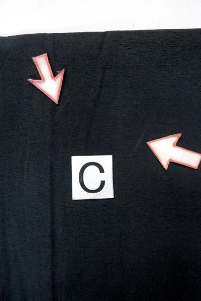 Photo14: O0910C Vintage Japanese kimono   Black HAORI short jacket for women / Silk.    (Grade B) (14)