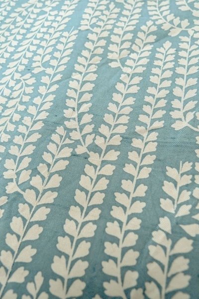 Photo8: O1002A Vintage Japanese kimono Grayish Light Blue HITOE unlined for women / Silk. Japanese wisteria (Grade C) (8)