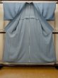 Photo2: O1002B Vintage Japanese kimono Grayish Blue HITOE unlined for women / Silk. Stripes (Grade B) (2)
