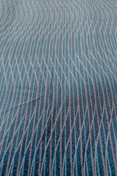 Photo9: O1002B Vintage Japanese kimono Grayish Blue HITOE unlined for women / Silk. Stripes (Grade B) (9)