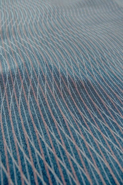 Photo10: O1002B Vintage Japanese kimono Grayish Blue HITOE unlined for women / Silk. Stripes (Grade B) (10)