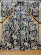 Photo2: O1002C Vintage Japanese kimono Indigo Blue HITOE unlined for women / Silk. Chrysanthemum (Grade B) (2)