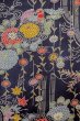 Photo3: O1002C Vintage Japanese kimono Indigo Blue HITOE unlined for women / Silk. Chrysanthemum (Grade B) (3)