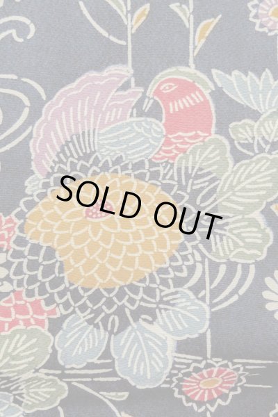 Photo5: O1002C Vintage Japanese kimono Indigo Blue HITOE unlined for women / Silk. Chrysanthemum (Grade B) (5)