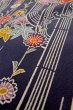 Photo10: O1002C Vintage Japanese kimono Indigo Blue HITOE unlined for women / Silk. Chrysanthemum (Grade B) (10)