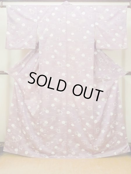 Photo2: O1002D Vintage Japanese kimono Wisteria KOMON dyed for women / Synthetic. Chrysanthemum (Grade C) (2)