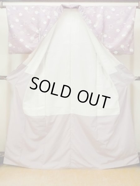 Photo3: O1002D Vintage Japanese kimono Wisteria KOMON dyed for women / Synthetic. Chrysanthemum (Grade C) (3)