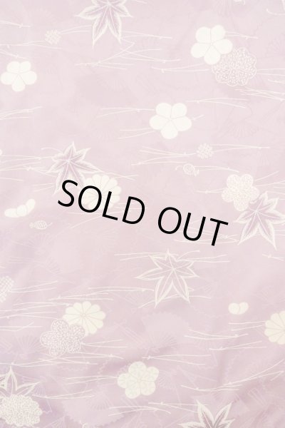 Photo4: O1002D Vintage Japanese kimono Wisteria KOMON dyed for women / Synthetic. Chrysanthemum (Grade C) (4)