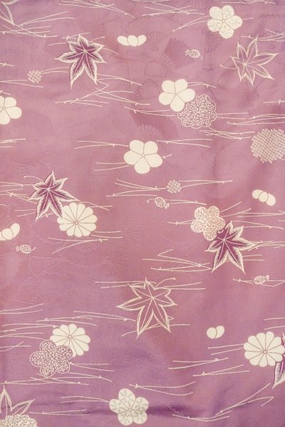 Photo4: O1002D Vintage Japanese kimono Wisteria KOMON dyed for women / Synthetic. Chrysanthemum (Grade C) (4)
