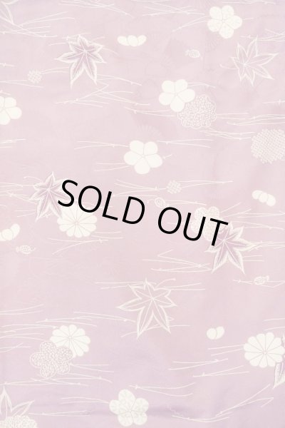Photo5: O1002D Vintage Japanese kimono Wisteria KOMON dyed for women / Synthetic. Chrysanthemum (Grade C) (5)