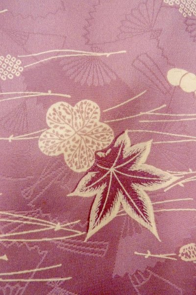 Photo5: O1002D Vintage Japanese kimono Wisteria KOMON dyed for women / Synthetic. Chrysanthemum (Grade C) (5)