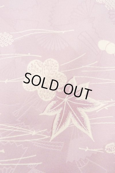 Photo1: O1002D Vintage Japanese kimono Wisteria KOMON dyed for women / Synthetic. Chrysanthemum (Grade C) (1)