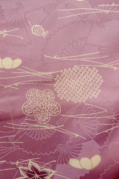 Photo6: O1002D Vintage Japanese kimono Wisteria KOMON dyed for women / Synthetic. Chrysanthemum (Grade C) (6)