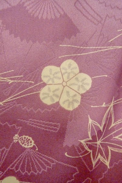 Photo7: O1002D Vintage Japanese kimono Wisteria KOMON dyed for women / Synthetic. Chrysanthemum (Grade C) (7)