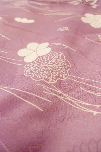 Photo8: O1002D Vintage Japanese kimono Wisteria KOMON dyed for women / Synthetic. Chrysanthemum (Grade C) (8)