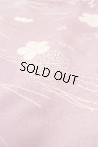 Photo8: O1002D Vintage Japanese kimono Wisteria KOMON dyed for women / Synthetic. Chrysanthemum (Grade C) (8)