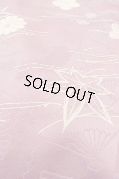 Photo9: O1002D Vintage Japanese kimono Wisteria KOMON dyed for women / Synthetic. Chrysanthemum (Grade C) (9)