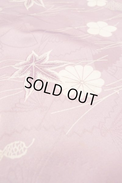 Photo10: O1002D Vintage Japanese kimono Wisteria KOMON dyed for women / Synthetic. Chrysanthemum (Grade C) (10)
