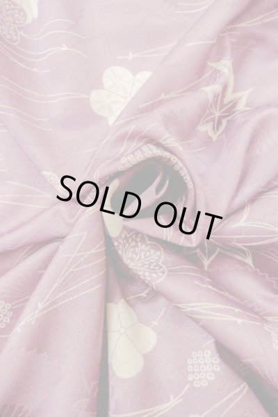 Photo12: O1002D Vintage Japanese kimono Wisteria KOMON dyed for women / Synthetic. Chrysanthemum (Grade C) (12)