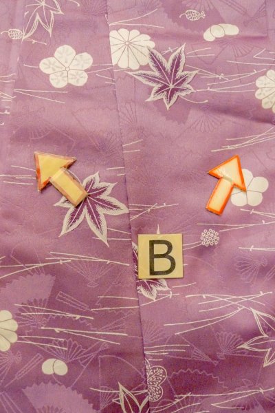 Photo15: O1002D Vintage Japanese kimono Wisteria KOMON dyed for women / Synthetic. Chrysanthemum (Grade C) (15)