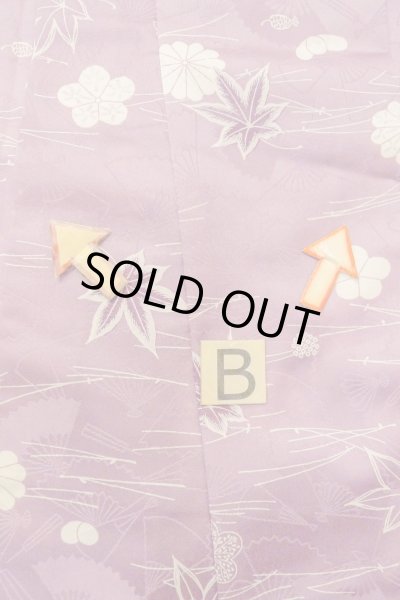 Photo15: O1002D Vintage Japanese kimono Wisteria KOMON dyed for women / Synthetic. Chrysanthemum (Grade C) (15)