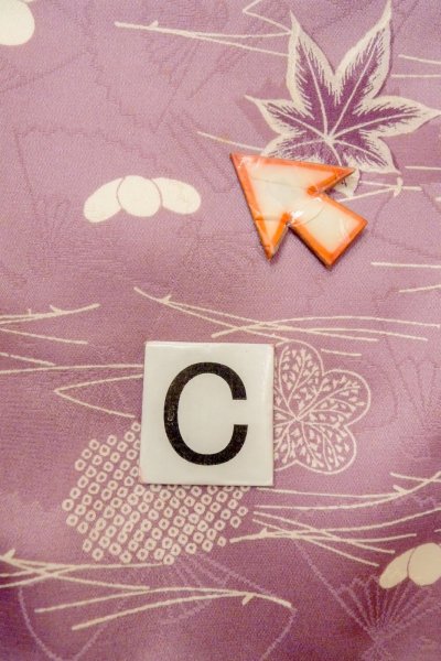 Photo16: O1002D Vintage Japanese kimono Wisteria KOMON dyed for women / Synthetic. Chrysanthemum (Grade C) (16)