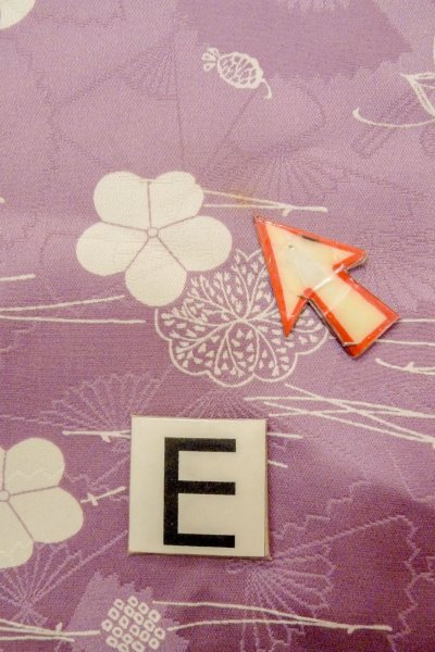 Photo18: O1002D Vintage Japanese kimono Wisteria KOMON dyed for women / Synthetic. Chrysanthemum (Grade C) (18)