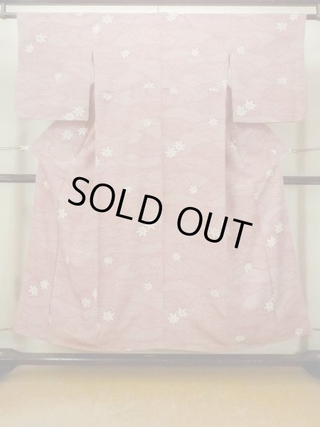 Photo2: O1002E Vintage Japanese kimono Dark Pink KOMON dyed for women / Silk. Flower (Grade C) (2)