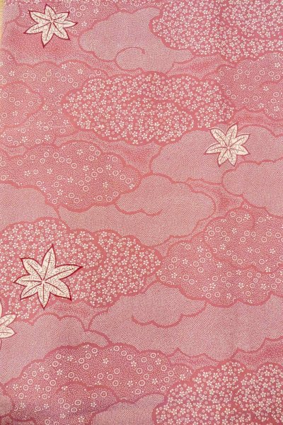 Photo4: O1002E Vintage Japanese kimono Dark Pink KOMON dyed for women / Silk. Flower (Grade C) (4)