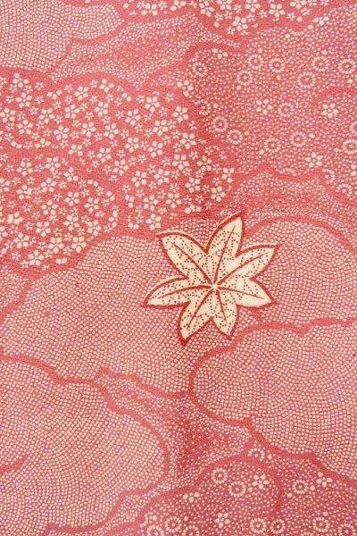 Photo5: O1002E Vintage Japanese kimono Dark Pink KOMON dyed for women / Silk. Flower (Grade C) (5)