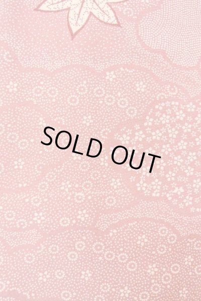 Photo6: O1002E Vintage Japanese kimono Dark Pink KOMON dyed for women / Silk. Flower (Grade C) (6)