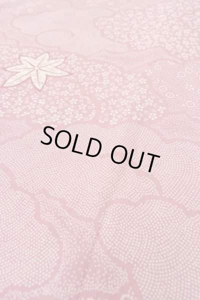 Photo8: O1002E Vintage Japanese kimono Dark Pink KOMON dyed for women / Silk. Flower (Grade C) (8)