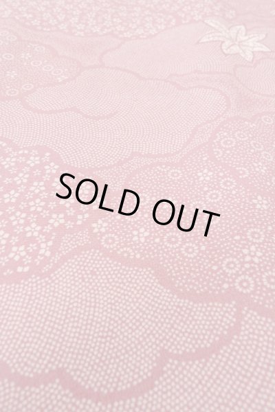 Photo9: O1002E Vintage Japanese kimono Dark Pink KOMON dyed for women / Silk. Flower (Grade C) (9)