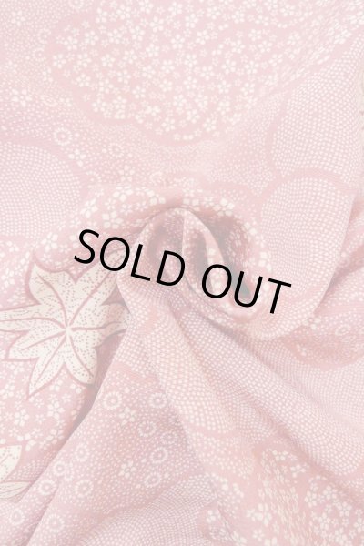 Photo11: O1002E Vintage Japanese kimono Dark Pink KOMON dyed for women / Silk. Flower (Grade C) (11)