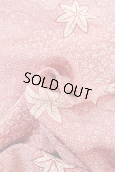 Photo12: O1002E Vintage Japanese kimono Dark Pink KOMON dyed for women / Silk. Flower (Grade C) (12)