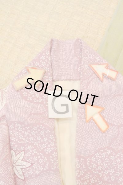 Photo20: O1002E Vintage Japanese kimono Dark Pink KOMON dyed for women / Silk. Flower (Grade C) (20)