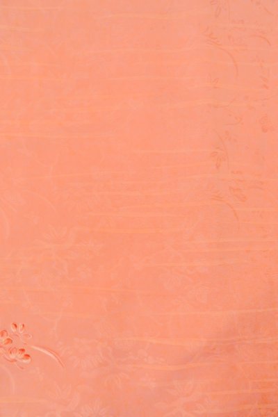 Photo4: Mint O1002F Vintage Japanese kimono Coral IROMUJI plain colored for women / Silk. UME plum bloom (Grade A) (4)