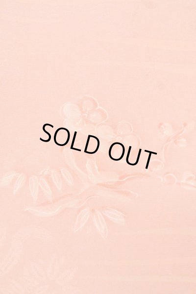 Photo5: Mint O1002F Vintage Japanese kimono Coral IROMUJI plain colored for women / Silk. UME plum bloom (Grade A) (5)