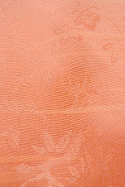Photo7: Mint O1002F Vintage Japanese kimono Coral IROMUJI plain colored for women / Silk. UME plum bloom (Grade A) (7)