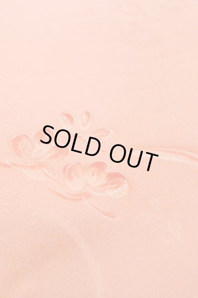 Photo10: Mint O1002F Vintage Japanese kimono Coral IROMUJI plain colored for women / Silk. UME plum bloom (Grade A) (10)