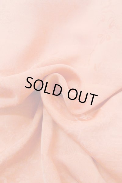Photo12: Mint O1002F Vintage Japanese kimono Coral IROMUJI plain colored for women / Silk. UME plum bloom (Grade A) (12)