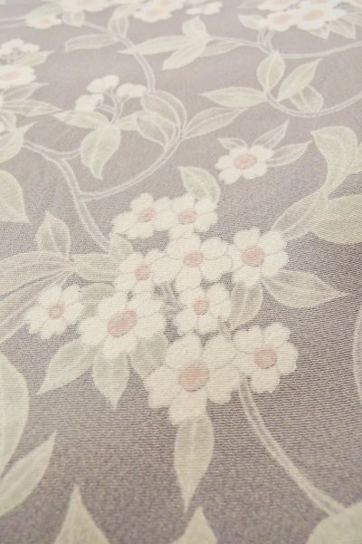 Photo9: O1002H Vintage Japanese kimono Pale Grayish Wisteria KOMON dyed for women / Silk. Flower (Grade C) (9)