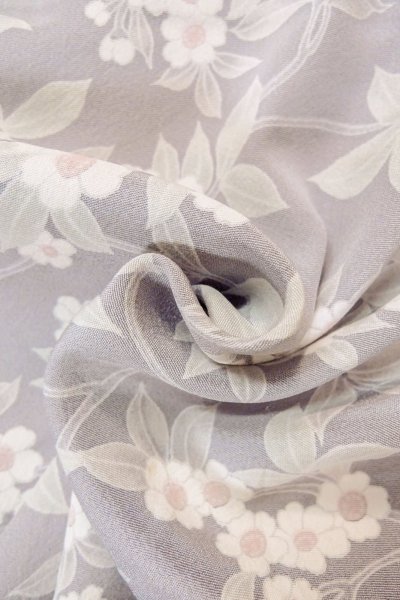 Photo11: O1002H Vintage Japanese kimono Pale Grayish Wisteria KOMON dyed for women / Silk. Flower (Grade C) (11)