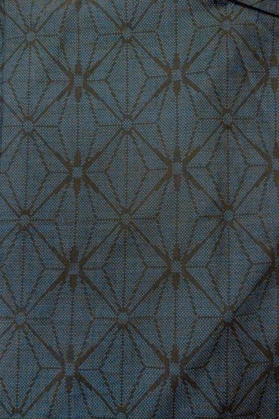 Photo3: O1002I Vintage Japanese kimono Indigo Blue TSUMUGI pongee for women / Silk. Hemp leaf (Grade B) (3)