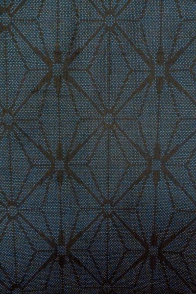 Photo6: O1002I Vintage Japanese kimono Indigo Blue TSUMUGI pongee for women / Silk. Hemp leaf (Grade B) (6)