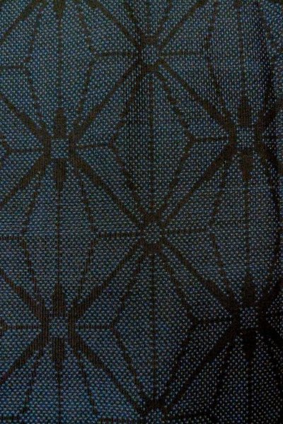 Photo7: O1002I Vintage Japanese kimono Indigo Blue TSUMUGI pongee for women / Silk. Hemp leaf (Grade B) (7)