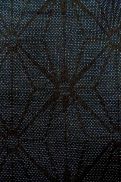 Photo8: O1002I Vintage Japanese kimono Indigo Blue TSUMUGI pongee for women / Silk. Hemp leaf (Grade B) (8)