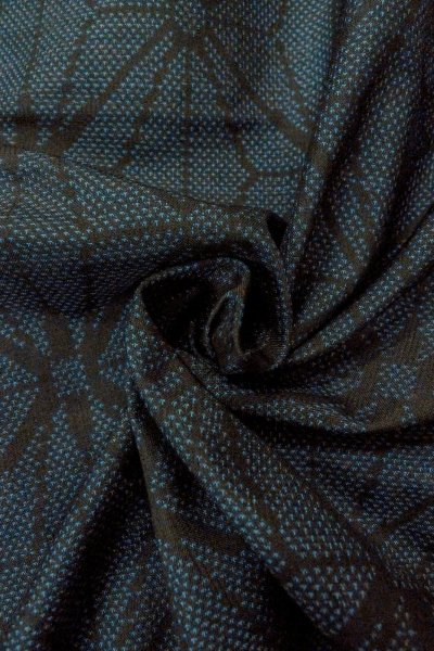 Photo12: O1002I Vintage Japanese kimono Indigo Blue TSUMUGI pongee for women / Silk. Hemp leaf (Grade B) (12)